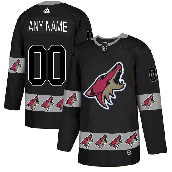 Men Arizona Coyotes 00 Any name Black Custom Adidas Fashion NHL Jersey